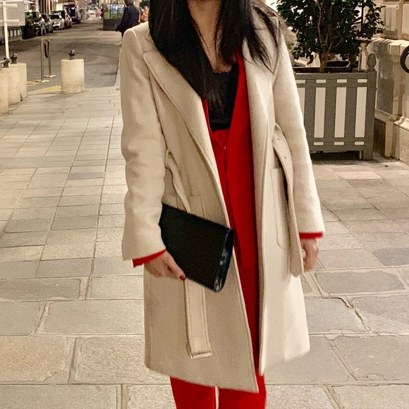 Mango Jackets & Blazers - Mango Wool-Blend Cream Coat